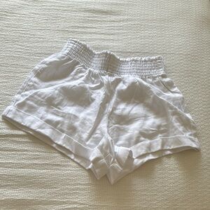 Reformation High Waist Linen White Shorts